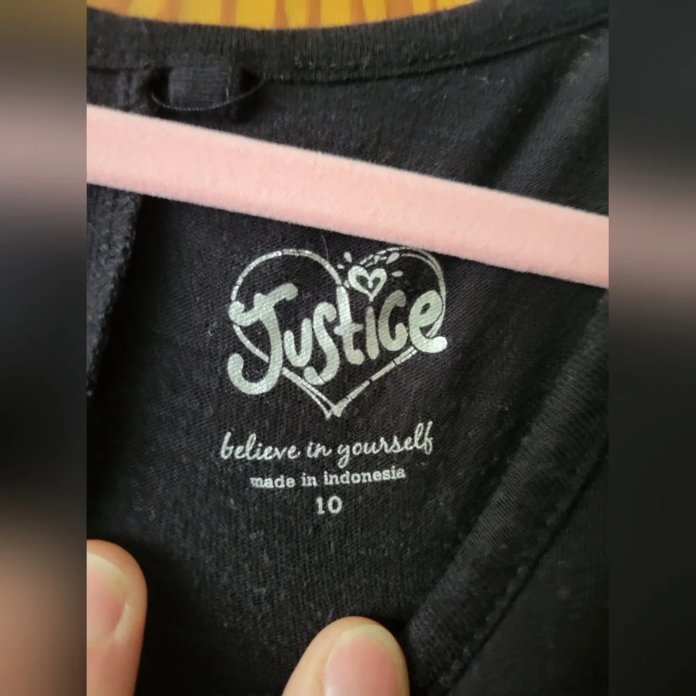 Justice Black Graphic Tee Floral And Glitter Print Tee Top 10
